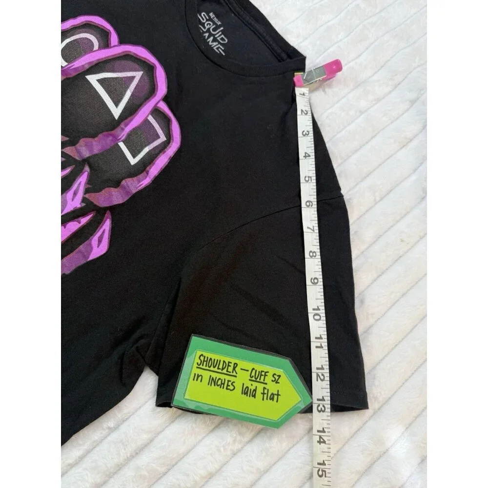 Netflix Squid Game Guards Logo Men's Large Black Purple Graphic T-Shirt - Picture 3 of 10